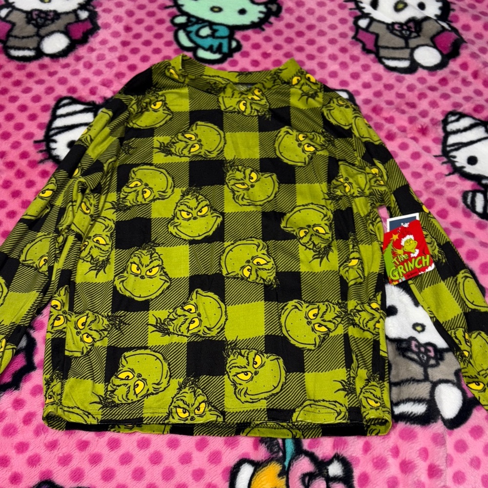Grinch Checkered Long Sleeve Top